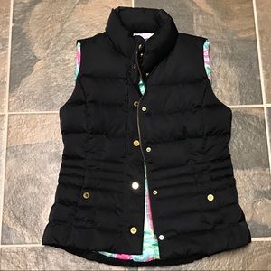 Lilly Pulitzer Black Puffer Vest Small Like New